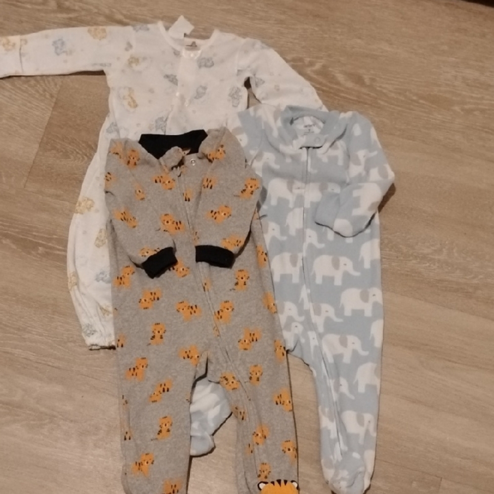 Carter's Gray, Blue, and White Animal Print Footies